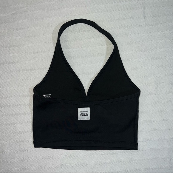 Frankie’s Bikini Active Lively Halter Top Womens Medium Black Preppy Athleisure - Picture 2 of 6